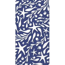 Ideal Home Range Tidepool Guest Towels - 32 Count | 2 Packages of 16CT Decorative Paper Napkins for Buffet Kitchen or Bathroom Fingertip Hand Towels, Navy Blue White