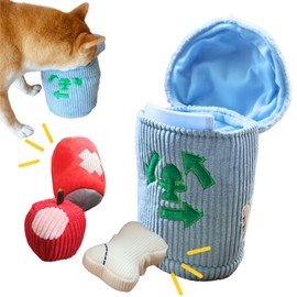 Pawfoo Lab Dog Puzzle Toy, Interactive Snuffle Trash Can Toy for Small Medium Large Dogs – Hide & Seek Treat Dispenser with Squeaky & Crinkle Sounds, 4-in-1 Chew Toy, Durable & Washable