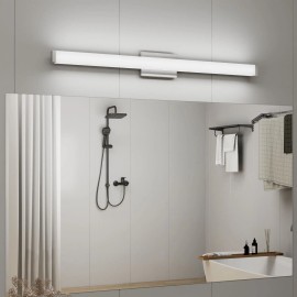 41-Inch 24W 6000K Cool White LED Vanity Light Brushed Nickel Square Wall Bar Lighting Fixtures with Mirror for BathroomMaterial: Iron, Color: Chrome Color