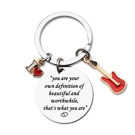 Positive Motivational Uplifting Encouragement Gifts for Friend Sister Keychain for Guitar Player Gifts for Women Musician Gifts Keychain for Mom Music Gifts for Music Lover Keychains