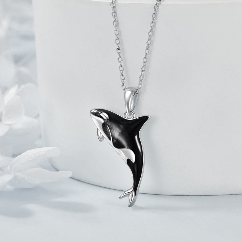 YFN Orca Killer Whale Necklace for Women Sterling Silver Orca