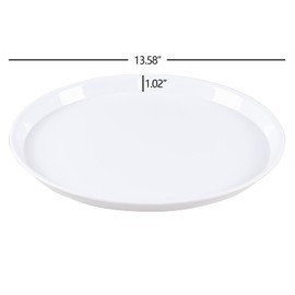 Parlynies 4 Pack Round Restaurant Serving Trays, Plastic Food Service Tray with Non-Slip Surface, White