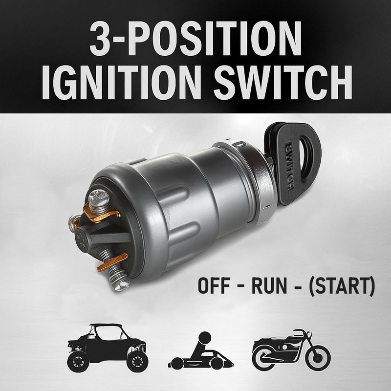 MGI SpeedWare 3-Wire Universal Ignition Key Switch for Cars, Buggies,
