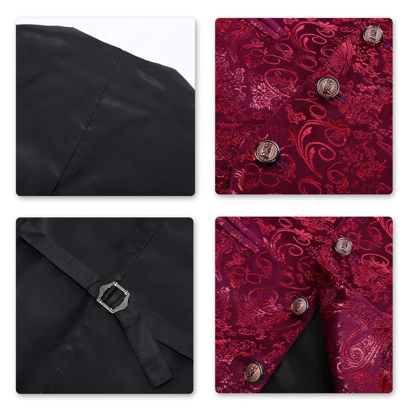 Men's Waistcoat in Jacquard for Weddings and Parties - red,