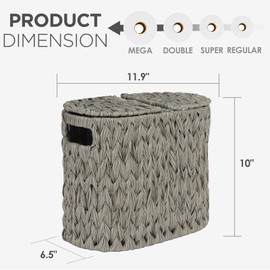 ROSOS Toilet Paper Storage with Double Lid, Toilet Paper Basket for Storage, Waterproof & Freestanding Tissue Holder for Bathroom, 4 Rolls, Grey