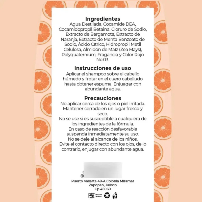 Shampoo Majul Extracto De Naranja, Bergamota Y Menta 250ml