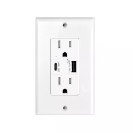 Unbranded 3Pack 4.2A USB Type C Wall Outlet Receptacle 15Amp 125Volt w/Wall Plate UL White