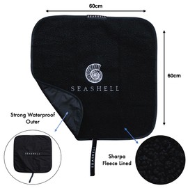 SEASHELL Wetsuit Changing Mat for Surf - Swimming - SUP - Watersports - Sherpa Fleece Lined - Roll Up - Portable - Waterproof (Black)
