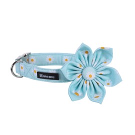 Maca Bates Flower Summer Daisy Dog Collar with Flowers for Dogs Adjustable Breakaway Bloom Blue Cute Collars Accessories Birthday Gift for XS Small Medium Large XL for Puppy Cat Pets