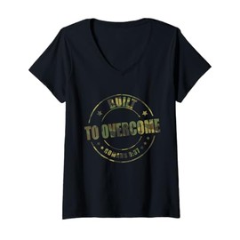 Womens Built to Overcome Camo Gym Workout Christian Faith Scripture V-Neck T-Shirt