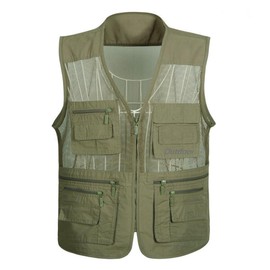 AOWOFS Mesh Vest, Men's Fishing Vest, Photographer Vest, Multiple Pockets, Work Vest, For Autumn, Photography, Fishing, Multifunctional, Breathable, Quick Drying, UV Protection, Outdoor Activities,