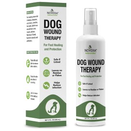 NOVEHA Dog Wound Therapy Spray - Itch Relief & Skin Repair for Dogs - Clean Wounds with Soothing Hypochlorous Acid for Allergies and Other Dog Skin Problems - Immediate Itching Relief - 8 oz Bottle