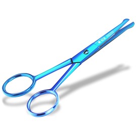 Bartschere BLUE TITANIUM Schnurrbart-Schere Nasenhaarschere mit Mikroverzahnung