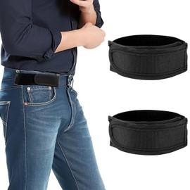 Vinuwu No Buckle Belts for Men 2 Pack No Buckle Elastic Belt Adjustable Invisible Stretch Side Waist Buckless Belt for Men (M)