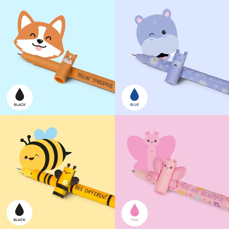 LEGAMI Pen Set [12 Pieces], Erasable Gel Pens with Hippo,