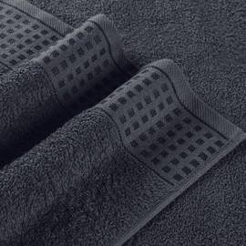 GLAMBURG 100% Cotton Ultra Soft 6 Pack Towel Set, Contains 2 Bath Towels 28x55 Inches, 2 Hand Towels 16x24 Inches & 2 Wash Coths 12x12 Inches, Compact Absorbent Lightweight & Quickdry - Charcoal Grey