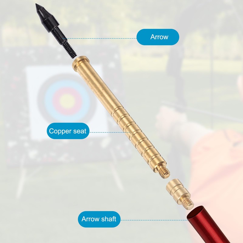 YELARXI Arrow Insert, 150 Grain Archery Brass Screw Insert Arrow