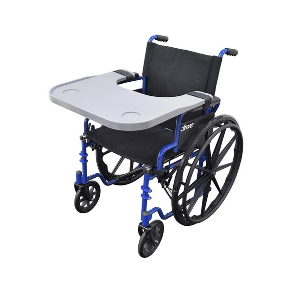 AlveyTech Plastic Removable Tray Table - Universal Medical Portable Lap Desk for Reading/Eating/Resting and Wheelchair Accessories Fits Drive/Golden Wheelchairs, Transport Chair Trays with Cup Holder