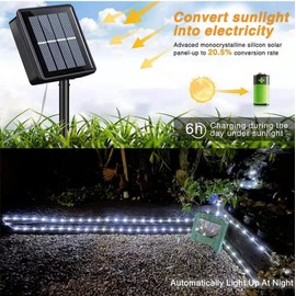 QITONG Solar Rope Lights, 2 Pack Each 33ft 100LED Outdoor String Lights, 8 Modes Clear Tube Lights White Solar Lights Outside for Garden Pool Patio Porch Tree Party Wedding Christmas (Cool White)