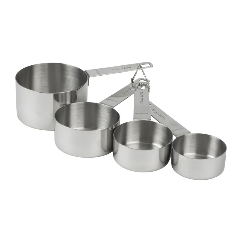 GoodCook Gourmet Measuring Cup Set, Stainless Steel 4-pc., 1/4, 1/3,