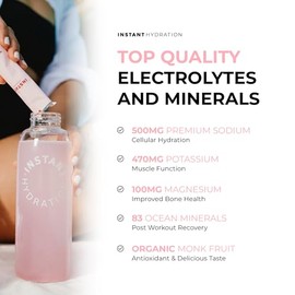 Instant Hydration Sobres de Electrolitos En Polvo - Mezcla para Bebida de Sanda - Sin Azcar - Cetognica, Vegana, Sin Gluten, Sin Omg - Favorece La... 