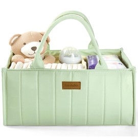 Jinrobabes Baby Diaper Caddy Organizer, Baby Diaper Caddy for Diapers and Baby Wipes, Gift Registry for Baby Shower, Portable Baby Caddy Organizer with Divided Design