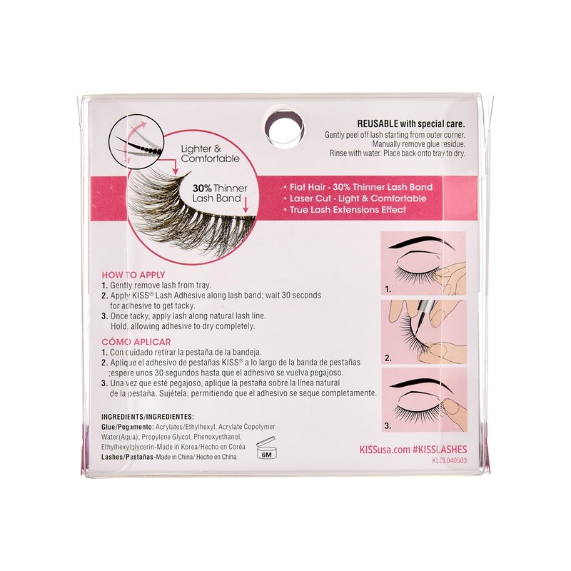 KISS Lash Couture LuXtensions Collection False Eyelashes, Flat Lash Technology,