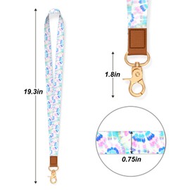 Hsxnam Neck Lanyard Key Chain, Long Lanyard Strap Keychain Holder for Women Men Car Keys ID Badges Card Wallet Phone Camera, Colorful Flowers, 8x0.3 inch