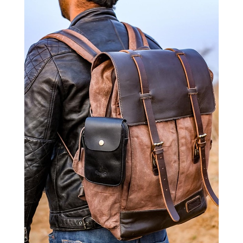 Trip Machine Company Genuine Leather Motorcycle Utility Pouch Bag With