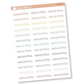 Work At Office Planner Stickers, Script "Work At Office" Labels, Color Print Planning Stickers, FJP (S-478-R)