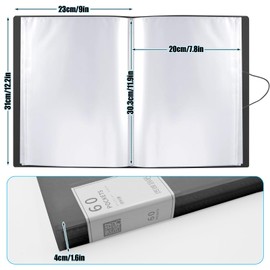 A4 Display Folder,60 Pockets A4 Display Folders, Display Book Folder with Plastic Sleeves and Safety Rope Presentation Folders Document Project Folder for School and Offices (Black)