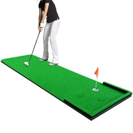 Wekin Golf Putting Green Mat Indoor,3x10ft Thickening Outdoor Portable Golf Game Set Training Turf with Side Border,Movable Cup for Home Backyard Office