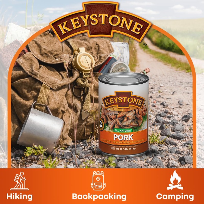 Keystone Meats All Natural Heat and Serve Canned Pork, 14.5