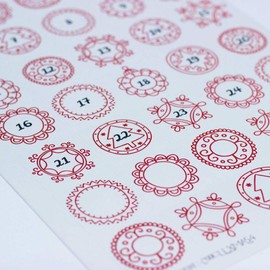 Luck and Luck Red Ornate Advent Christmas Stickers x 35 Craft Single Sheet