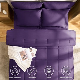 CozyLux Full Size Comforter Sets Purple - 7 Pieces Bed in a Bag Full, Oeko-Tex Certified Bed Set, All Season Soft Bedding Set with Down Alternative Comforter, Sheets, Pillowcases & Pillow Shams