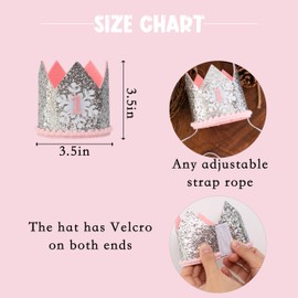 MUWEOL Snowflake 1st Birthday Crown - Winter Onederland 1st Birthday Party Decorations For Baby Girls，Silver And Pink Birthday Crown