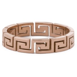 Akitsune Argius Ring | Greek Ornament Design Ring Women Men Stainless Steel Filigree Meander - in Matte Black, Rose Gold, Silver, Stainless Steel, Rose-Gold