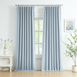 WEST LAKE 10 FT Tall Dusty Blue Bailey Pinch Pleated Full Blackout Curtains with Liners,120 Inches Linen Textured Bedroom Living Room Drapes,Energy Efficient Back Tab Window Treatment,40" Wx120 Lx2