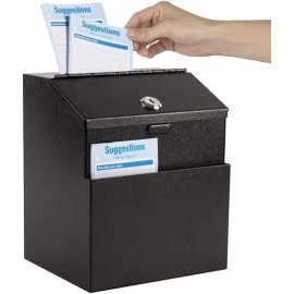Lock & Lock KYODOLED Suggestion Box with Lock and 50 Free Suggestion Cards, Metal Wall Mount