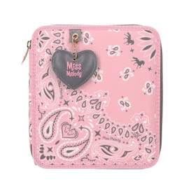 Depesche 12766 Miss Melody Bandana - Filled 2-Compartment Pencil Case with Bandana Pattern, Pink Pencil Case with Colouring Pencils, Ruler, Scissors and much more