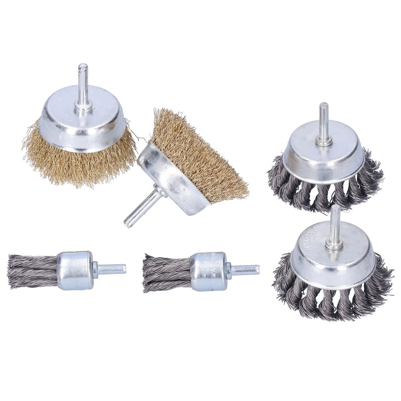 6Pcs Twisted Wire Brush Steel Metal Deburring Grinding Rust Removal