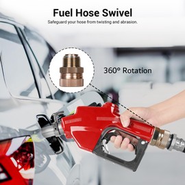 1 Inch Fuel Nozzle Automatic Shut-Off Fuel Injector Nozzle With Fuel Hose Swivel Max Flow Rate 30 Gpm Fuel Transfer Nozzle for Gasoline Oil, Kerosene Biodiesel 3-Notch Hold Open Clip