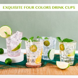JOLLY CHEF 100 Pack 10 oz Plastic Cups, Disposable Party Cups in Assorted Colors, Plastic Glasses with 4 Colors, Disposable Cups Perfect for Wedding, Thanksgiving Day, Christmas Party