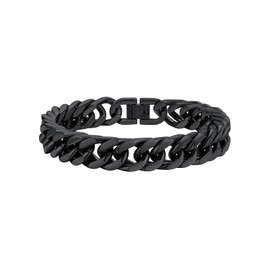 FaithHeart Black Bracelet Men, Stainless Steel Cuban Link Chain Bracelet Hip Hip Jewelry Width 12mm Length 8.2 Inch