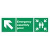 Emergency Assembly Point Directional Down Up Left Arrow Safety Sign