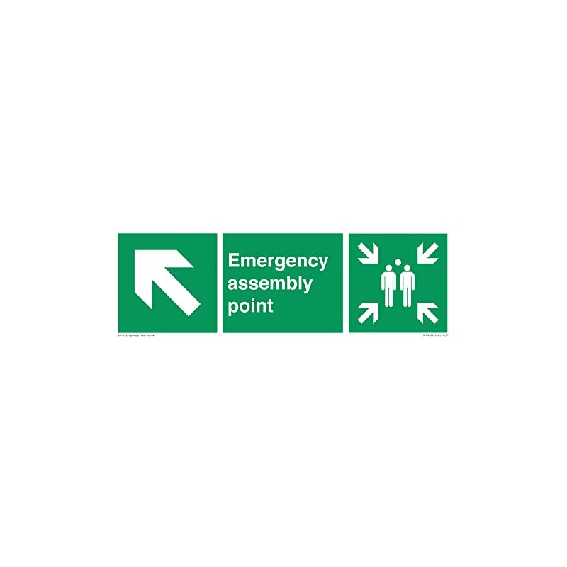 Emergency Assembly Point Directional Down Up Left Arrow Safety Sign