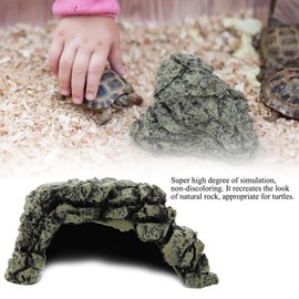 Reptile Hide Rock, tortuga escondite resina, reptil escondite de reptiles, plataforma para paisajismo, adorno para pecera y acuario, cueva escondite para tortugas, reptiles, anfibios, peces (grande)