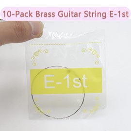 Cheerock 10-Pack Single Guitar Strings for Acoustic Guitars, Brass Guitar String E-1st, Guitar Replacement Steel String, Bright and Well-Balanced Tone (High E) Light Tension