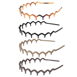 Suithink 4 Pieces Zig Zag Headbands Plastic Wavy Hair Head Band Comb with Teeth Hoop Accessories for Women Men Girls