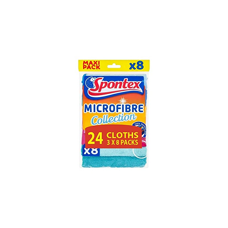 Spontex Microfibre Multi-Purpose Cloths - Pack of 8 x 3,
